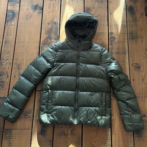 Green Puffer Jacket with Hood